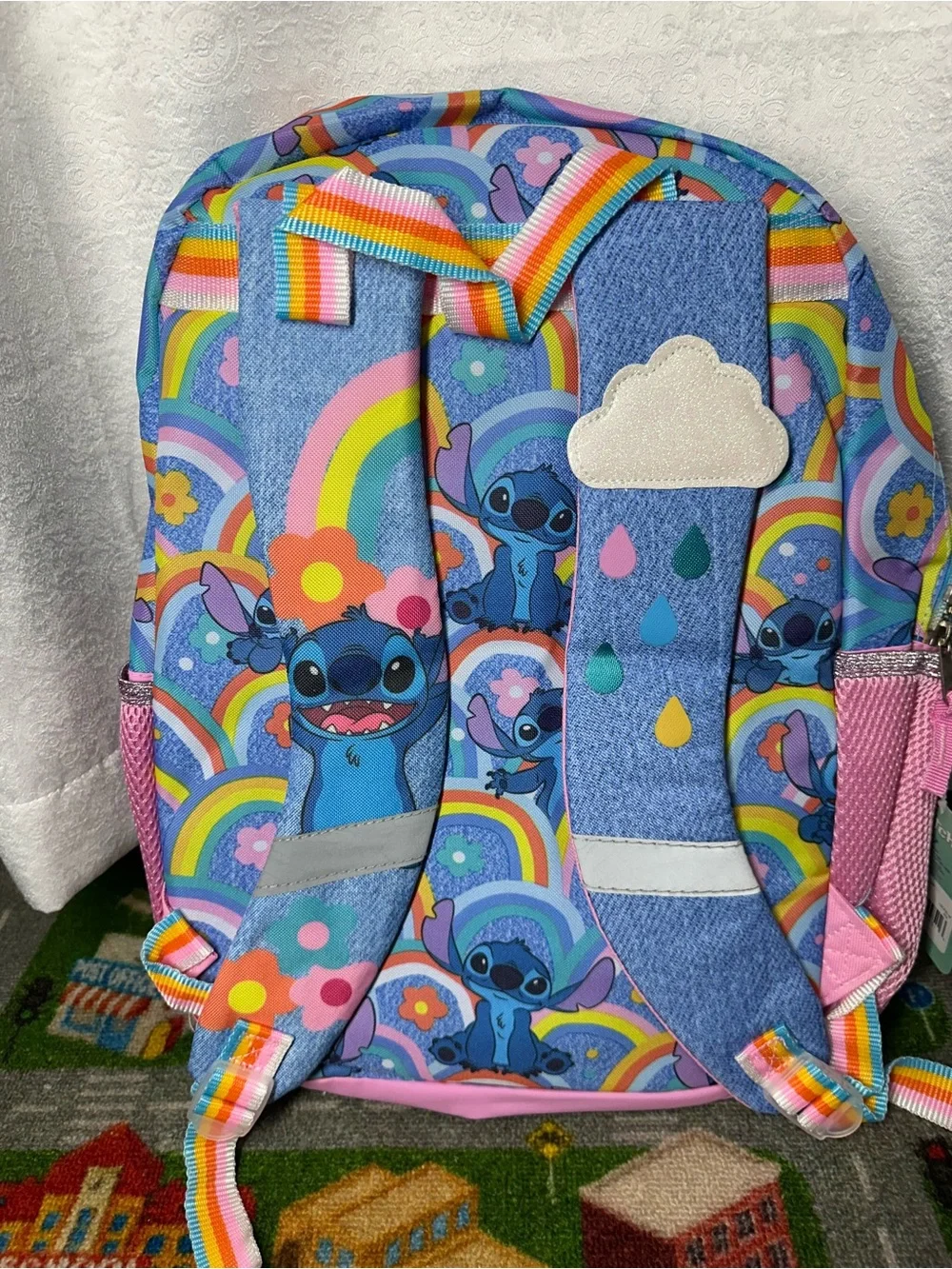 Stitch Rainbow Kids Backpack - Blue & Pink